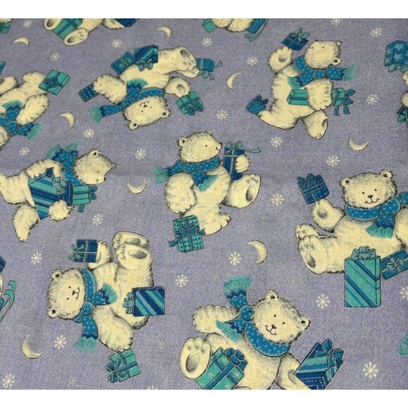 Polar Bear Cotton Fabric Cranton Holiday Print 1/2 yard x 44" Blue Snowflakes - Picture 7 of 11